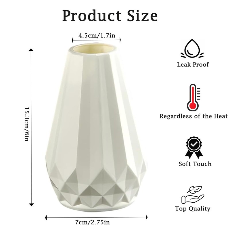 Flower Vase, Unbreakable PE Plastic Flower Vases, Durable Decorative Flower