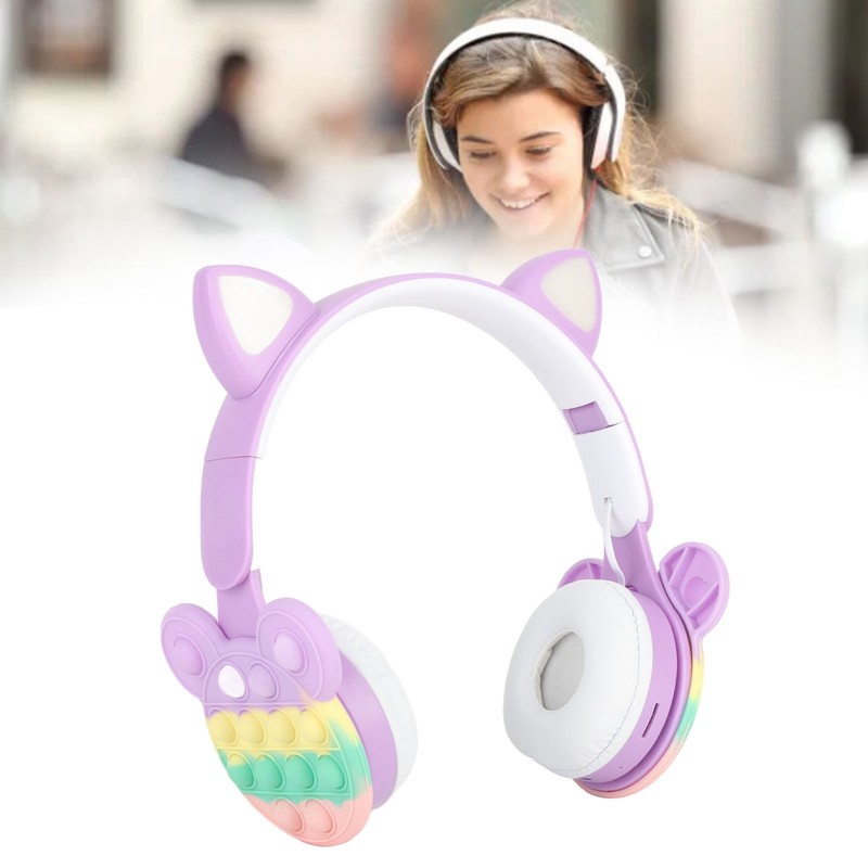 Bluetooth Cat Ear Headphones Fashionable Light Up Wireless Headset for