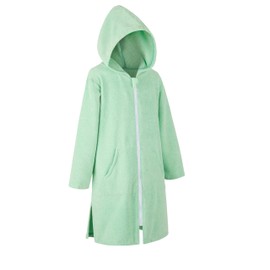 MissShorthair Towel Poncho for Kid, Beach Cover Up with Hood Zip Pocket, Swim Towel Changing Robe for Boy&Girl, Microfiber Bathrobe 11-13 Years Zipper Style Green