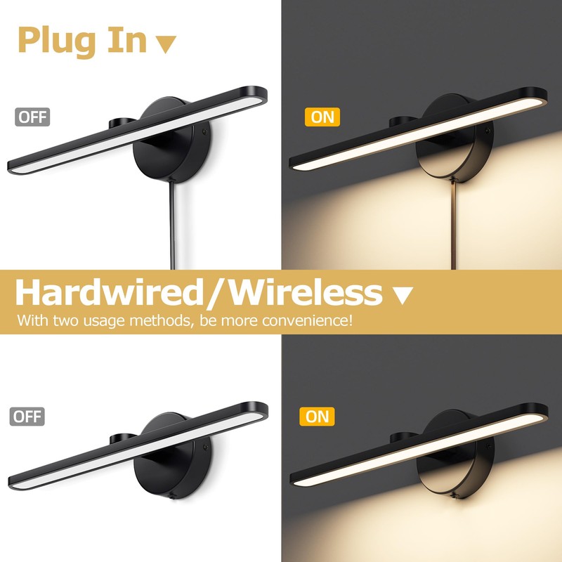 MantoLite LED Vanity Lighting Fixtures, 16inch Wall Mounted Plug in