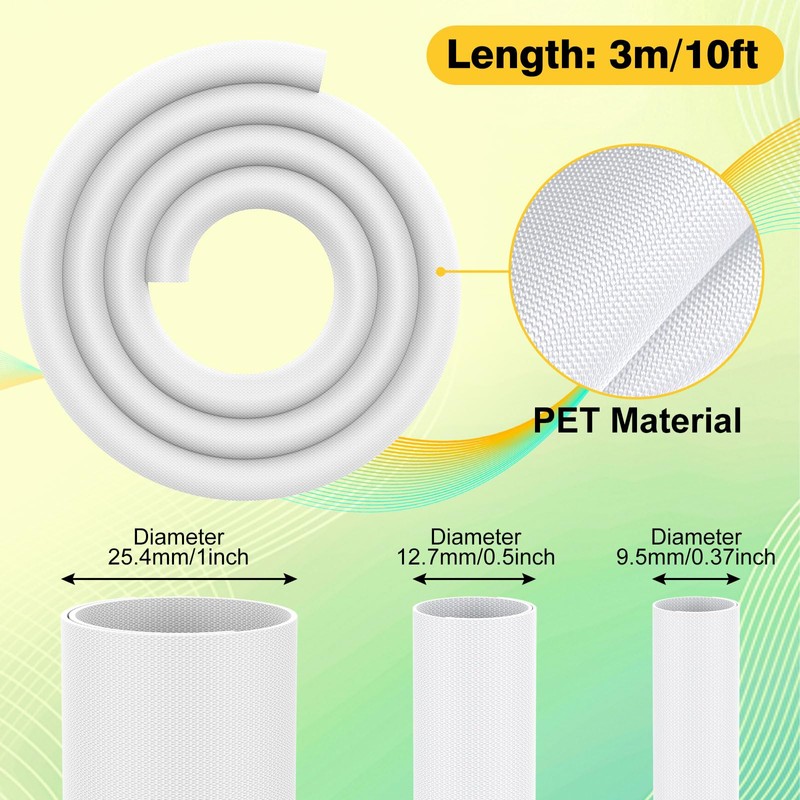 REFLYING Cable Sleeves, Expandable Braided Cable Sleeve, Self-Closing Cable Sleeve,