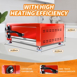 Generic YOOKTEN Indoor Pizza Oven Countertop Electric Pizza Oven 12"" Commercial Pizza Oven Stainless Steel Pizza Maker with 60 Minutes Timer,Red