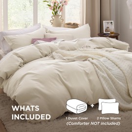 Bedsure Oat Milk Duvet Cover King Size - 3 Pieces Prewashed Extra Soft Bedding Set, Includes 1 Duvet Cover 104x90 Inches with Zipper Closure & 2 Pillow Shams, Comforter Not Included