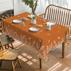 Horaldaily Fall Tablecloth 60x60 Inch Square, Thanksgiving Autumn Harvest Orange Wild Flowers Table Cover for Party Picnic Dinner Decor