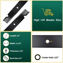 Belleone 5101755 Replacement Lawn Mower Blades for 61" Deck, Fit Fe-rris S-Cag, Replace 5020842 1520842 48111 481708 481712 5101755S 20842S 91-626, 6 Pack