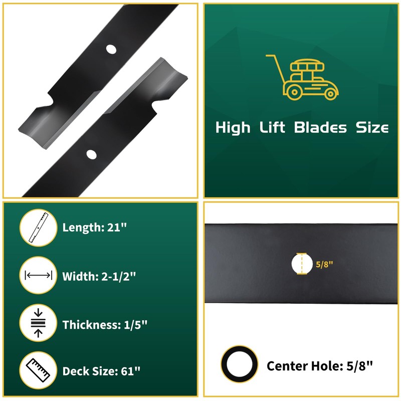Belleone 5101755 Replacement Lawn Mower Blades for 61" Deck, Fit