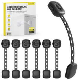 ECHOCUBE Child Proof Cabinet Locks, 6 Pieces Double Locks Baby Safe Cabinet Locks, Adjustable Baby Safety Locks for Cabinets, Drawers, Refrigerator, Toilet (Black)