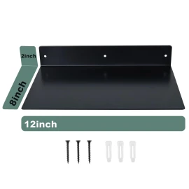 RealPlus Metal Floating Shelf Wall Mounted (12 inch x 8 inch) Heavy Duty