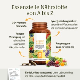 NATURTREU® All in One Multivitamin & Minerals Complex - 35 Valuable A-Z Vitamins and Minerals - Multi Vitamin Capsules High Dose - Vegan and Without Unnecessary Additives