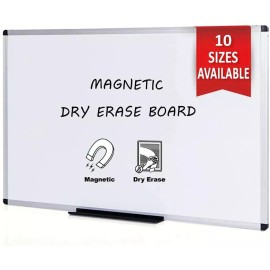 VIZ-PRO Large Dry Erase Board Magnetic Whiteboard Office School Aluminium Frame - 72 x 40 Inches