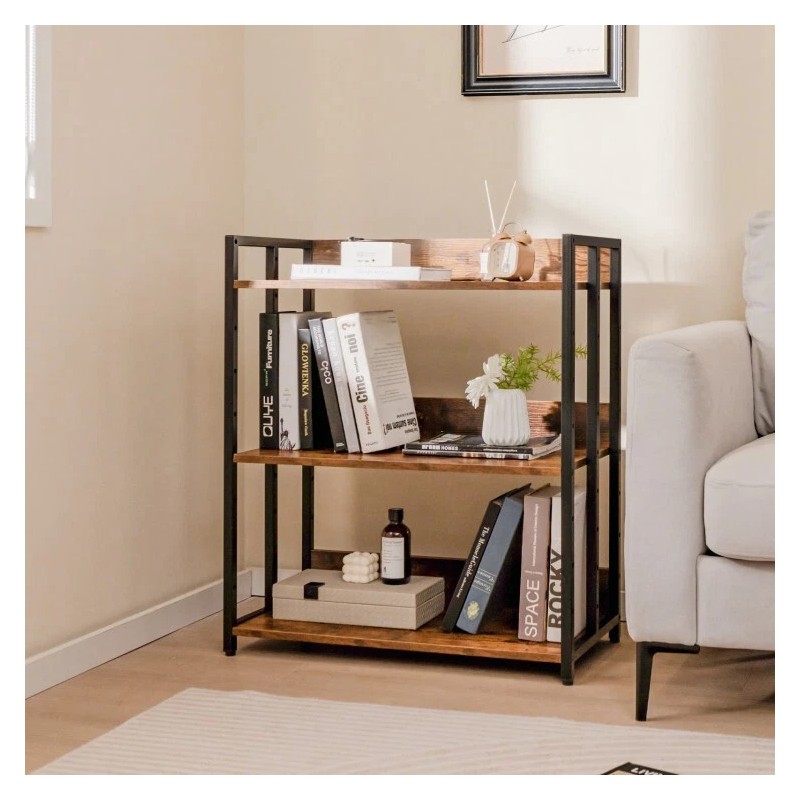 Costway 3-Tier Corner Bookcase Storage Display Rack w/Adjustable Shelves and