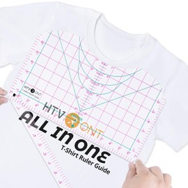 HTVRONT Tshirt Ruler Guide for Heat Press - Transparent PVC Tshirt Measurement Tool for Vinyl Alignment, 14x8 inches T Shirt Ruler to Center Design and Craft Sewing, Pink