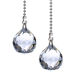 OTOTEC 2Pcs Crystal Pull Chain Extension Nickel Plated Ball Chain with Crystal Ball Pendant Adjustable 1m Extension Line Cord for Fans Lights