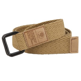 KYEYGWO Canvas Belt for Men and Women, Adjustable Canvas Fabric Belt with Double D-Rings Buckle, Khaki (110 cm total length)