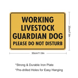 Compladeta Working Livestock Guardian Dog Please Do Not Disturb Sign 8 X 12 Inches Rust Free Aluminum - Uv Protected, Waterproof, Weatherproof And Fade Resistant - 4 Pre-Drilled Holes