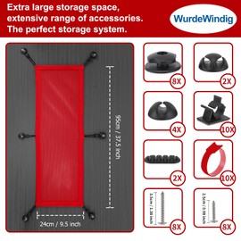 WurdeWindig Extra-Large Cable Management Net 95x24 cm – Ideal for Large Desks & Workstations | Vibrant Red – Add Style & Order to Your Workspace!
