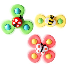 lisfiva 3PCS Suction Cup Whirler Toys for 1 Year Old Boy Girl|Rotary Top Baby Toys 12 18 Months|1 2 Year Old Boy Birthday Gift|Baby Bath Toys for Kids Ages 1-3|Sensory Toys for Toddlers 1-3