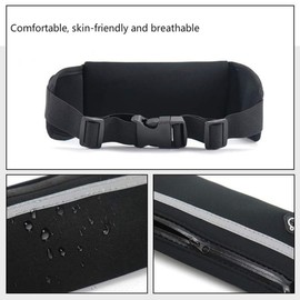 QWEQWE Running Belt with Water Bottle Holder,Sweatproof and Waterproof, Sports Fanny Pack with Holder, Machine Washable,Can Hold Cash Keys Cards Phone(Black) Large