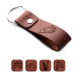 Leather Keychain Favorite for Men, Keyring Gift for Women & Men, Birthday & Anniversary, Full Cow Leather (Rocket)
