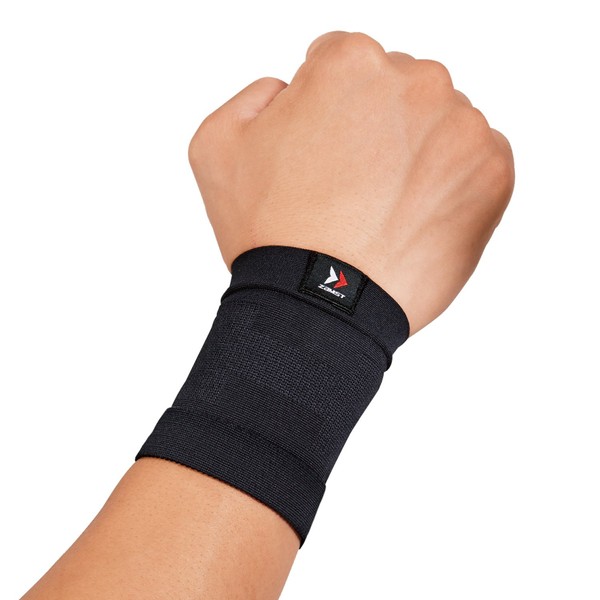 ZAMST Low Profile Wrist Supporter by BODYMATE for Wrist Support in Golf and Tennis, S - L Size for both Right and Left Wrists, Black 380302