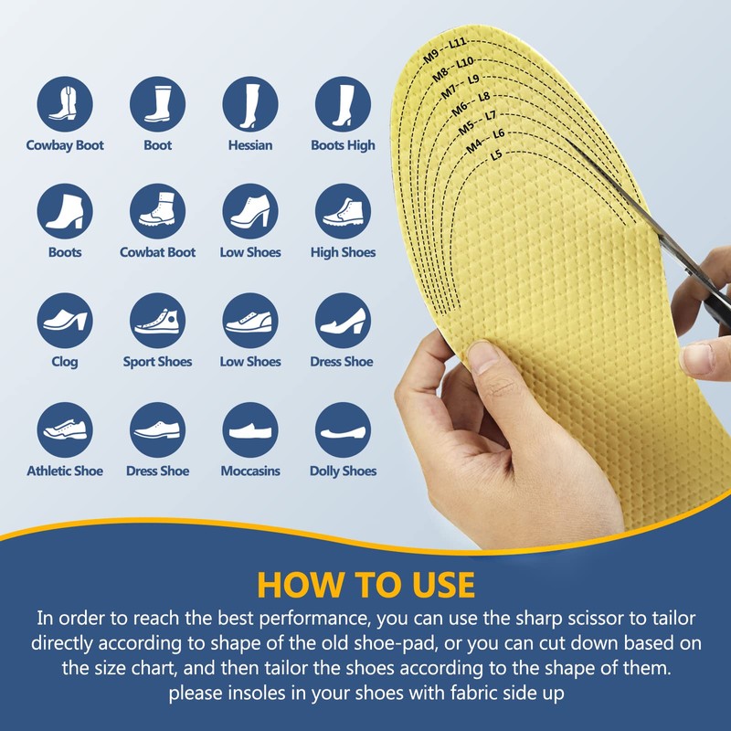 6 Pairs Thin Shoe Inserts, Barefoot Shoe Insoles Three-Layer Latex