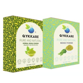 Qykkare Indigo and Herbal Henna Powder for Black Hair ( Pack of 2) 100gm x 2 = 200 gm