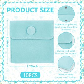UgyDuky 10pcs Velvet Jewelry Pouch with Snap Button, 7x7cm, Soft Mini Jewelry Storage Bags for Rings, Earrings, Pendants, Small Bracelets – Elegant and Durable Travel Jewellery Protect Bags (Blue)