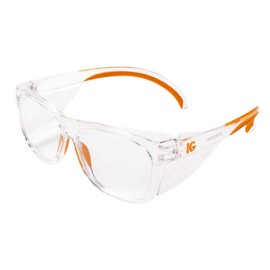 Kleenguard Maverick Safety Glasses with Intergrated Side Shields (3 Pair) (49301 Clear Anti-Fog Lens with Clear Frame and Orange Tips)