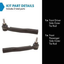 TRQ Front Outer Tie Rod Set 2 Piece Compatible with 2011-2020 Toyota Sienna