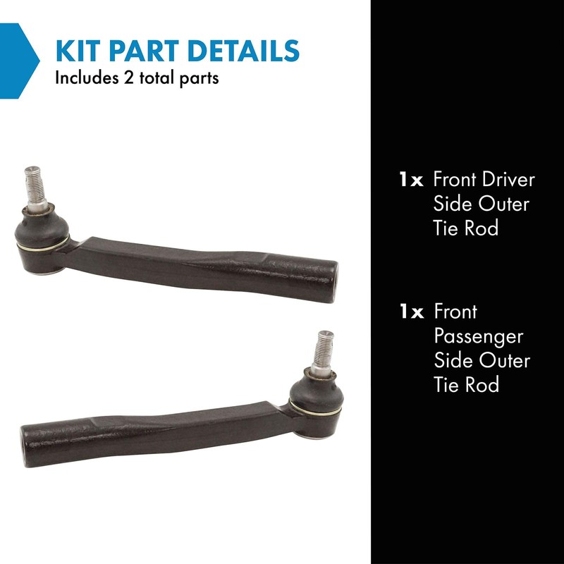 TRQ Front Outer Tie Rod Set 2 Piece Compatible with