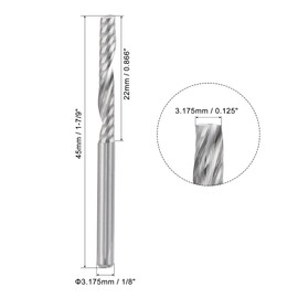 sourcing map CNC Spiral Router Bits 1/8" 3.175mm Shank, 3.175mm x 22mm Upcut Solid Carbide End Mill Single Flute Milling Cutter, for Acrylic PVC MDF Wood Hardwood