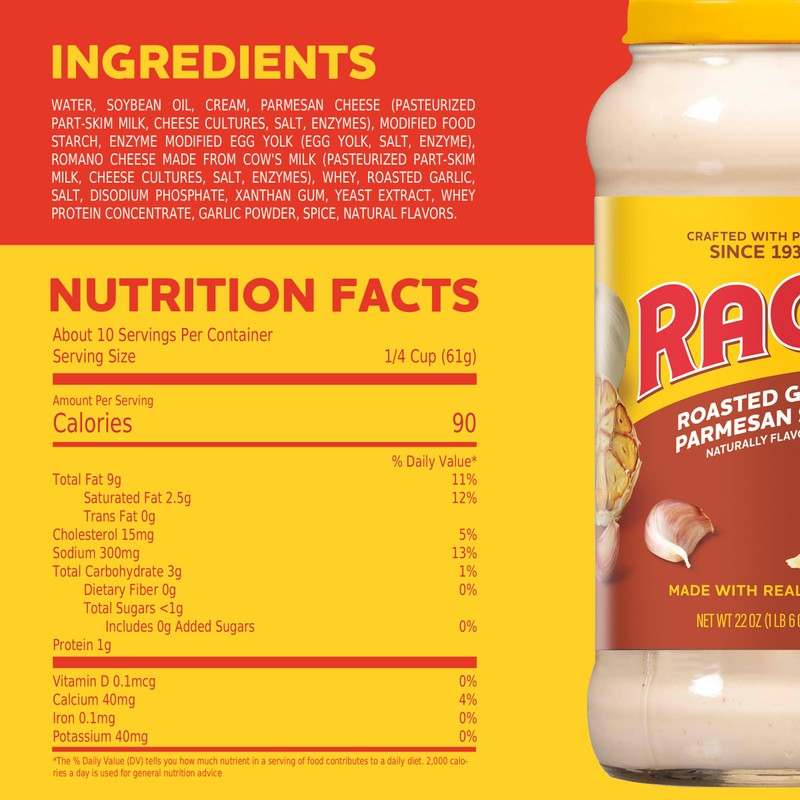 RAGÚ Roasted Garlic Parmesan Pasta Sauce, Made with Real Cheese,