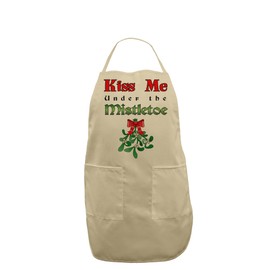 TooLoud Kiss Me Under the Mistletoe Christmas Adult Apron - Stone - One-Size