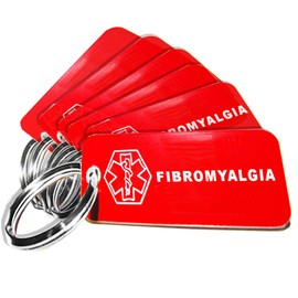 My Identity Doctor - 10 Pre-Engraved Fibromyalgia Plastic Medical Alert ID Keychains, 2.25 x .79 Inch