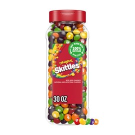 SKITTLES Original Chewy Fruity Rainbow Candy For Mid Day Snacking, Road Trips, Gaming & Party Fun, 30 Oz Resealable Bulk Candy Jar