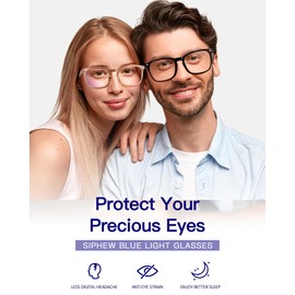 SIPHEW Blue Light Filter Glasses Men's TR90 Blue Light Glasses without Prescription, Transparent brown