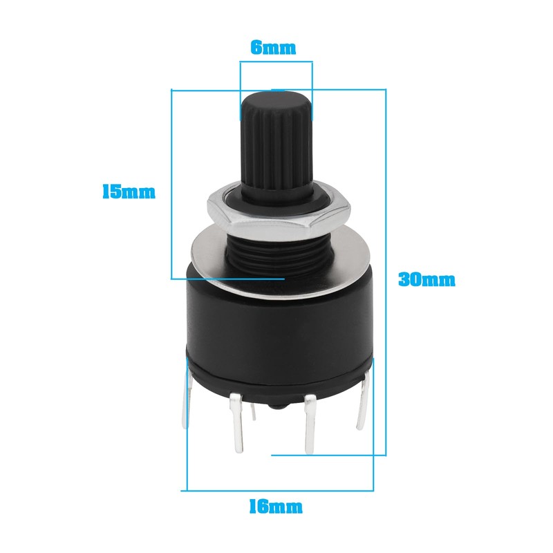 VGOL RS16 16 mm 2-Pin Rotary Switch with 4 Positions