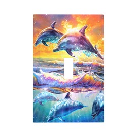 Dolphin Single Toggle Light Switch Cover Decorative 1 Gang Wall Plate for Electrical Switchplate Boy Girl Kids Room Bathroom Bedroom Home Decor