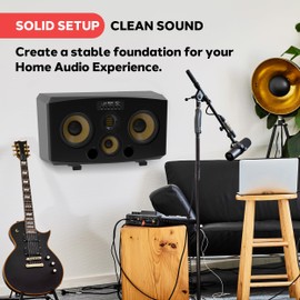 Pyle Adjustable Speaker Wall Mount Brackets - 2 Pack (4 Brackets) Extendable Steel Arms for Center Channel, Small or Large Speakers & Soundbars - 110 lbs Capacity, 6.7-11.8" Depth (Black)