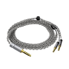 Geekria Apollo Silver-Plated Copper Upgrade Audio Cable Compatible with Meze Audio 99 Classics Series, 109 PRO, LIRIC 2, LIRIC, 4.4mm to Dual 3.5mm Replacement Cord (4.9 ft / 1.5 m/Silver)