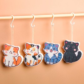 Reallnaive 8 Pcs Christmas Sponges Dish Sponges, Cute Kitchen Scrub Sponge, Dual-Sided Dishwashing Sponge Reusable Cleaning for Kitchen Dishes Furniture(Cat)