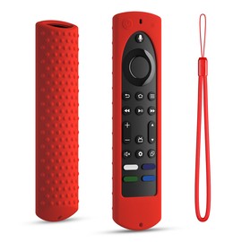 Silicone Cover for Fire TV Stick 4K+ Max 2nd gen 2023 Remote Cover, Toshiba/Insignia Smart TV Remote Silicone Case Cover Anti-Slip Sleeve with Lanyard (Red)