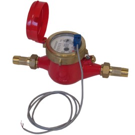 PRM 3/4 Inch Multi-Jet Brass Totalizing Hot Water Meter with Pulse Output - Commercial & Industrial Use, Horizontal Mount, Sealed Dry Dial, Internal Strainer, Viton Seals, Max Temp 194°F
