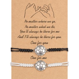 Nexoluxa Soccer Football Basketball Baseball Hockey Matching Bracelets Gifts for Couples Frienship Him and Her Long Distance Touch Bracelets Relationship Gifts, Soccer
