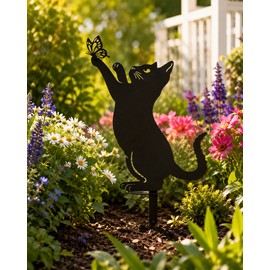 Metal Cat Garden Stakes for Outdoor Decor – Cute Cat Family Silhouette Yard Art for Lawn, Planters, Patio & Gift Giving