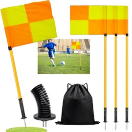 mayoken® Soccer Corner Flags Set of 4 with Adjustable ABS Flagpoles and Storage Bag, 4.6FT Spring-Loaded Agility Training Equipment for Soccer Field Drills, Outdoor Football Practice, Speed Training