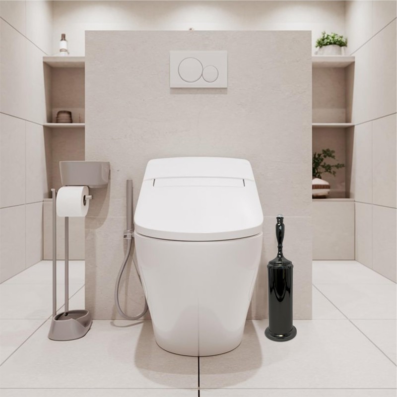 Splash Home Buena Stainless Steel Toilet Brush with Holder, Bowl