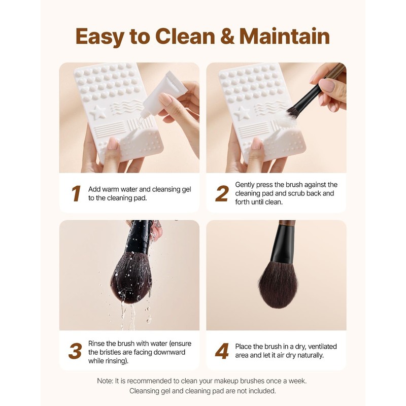 VEVOR 9-Piece Makeup Brush Set for Foundation Blending Eyeshadow, Professional