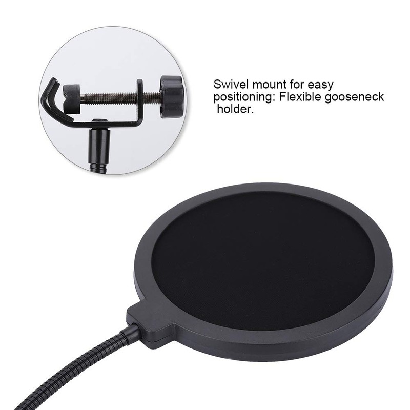 Shield Mic Filter, Gooseneck Noise Reducing Microphone Pop Filter, Protective