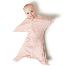 SleepingBaby Zipadee-Zip Baby Swaddle Sack - Roomy Zipper Heather Swaddles for Easy Diaper Changes and Proper Hip Development - 4-8 Month - Ballet Pink